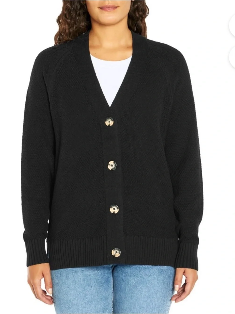 GAP Black V-Neck Button Front Women’s Cardigan Sweater - Picture 1 of 6